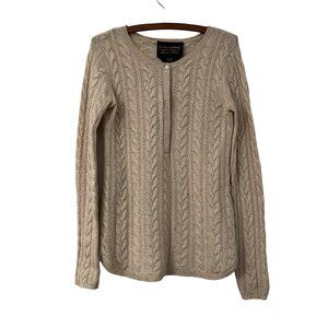 Soft Surroundings Label Noir Beige Pure Cashmere Henley Tunic Sweater Size XS